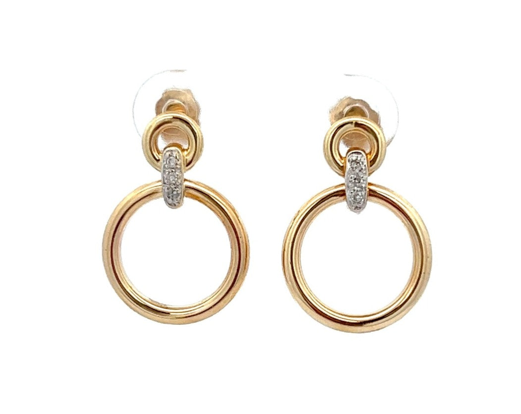 Diamond 9ct Yellow Gold Double Hoop Earrings The Unique Jewellery Company