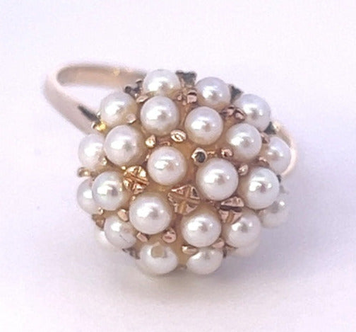 9ct Yellow Gold 26 Cultured Pearl Cluster Ring