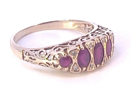 9ct Yellow Gold Ruby & Diamond Ring