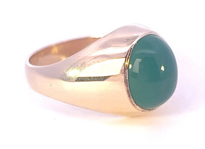 9ct Yellow Gold Agate Men's Ring