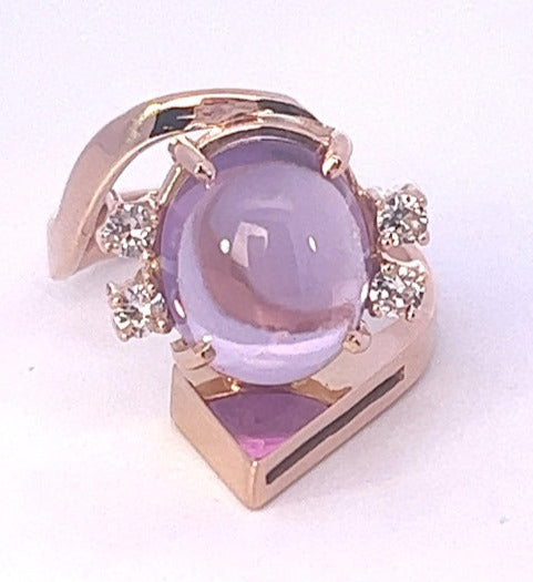 14ct Rose Gold Ring with Synthetic Sapphire & Spinel