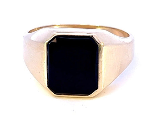 Men's 9ct Yellow Gold Single Stone Onyx Ring