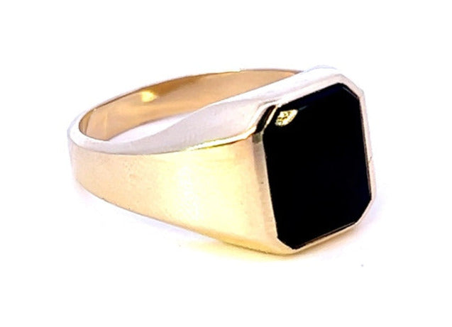 Men's 9ct Yellow Gold Single Stone Onyx Ring