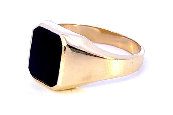 Men's 9ct Yellow Gold Single Stone Onyx Ring