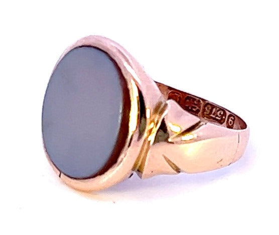 9ct Rose Gold Single Stone Banded Agate Ring