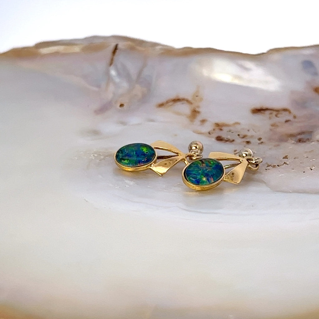 Gold Plated Opal Triplet Earrings 