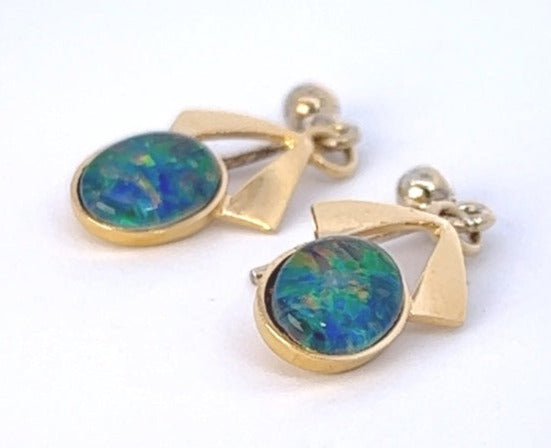 Gold Plated Opal Triplet Earrings 