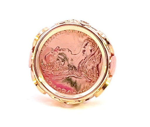 Yellow Gold Ring with Replica Austrian Gold Coin