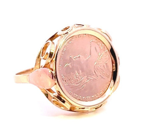 Yellow Gold Ring with Replica Austrian Gold Coin