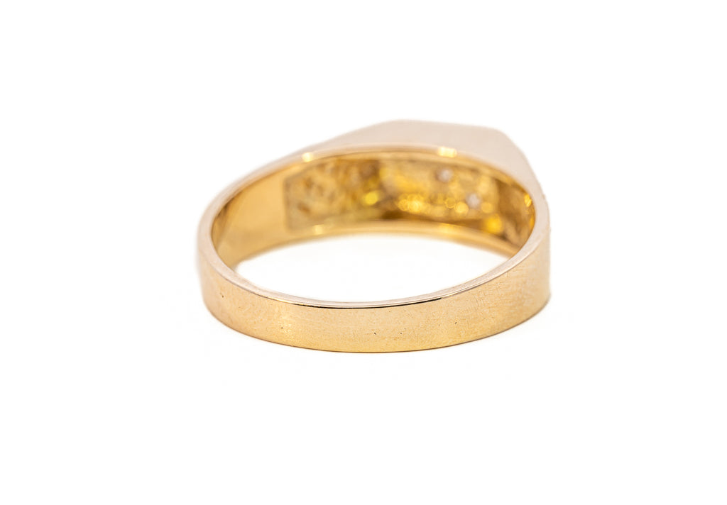 Men's Diamond Set Yellow Gold Signet Ring