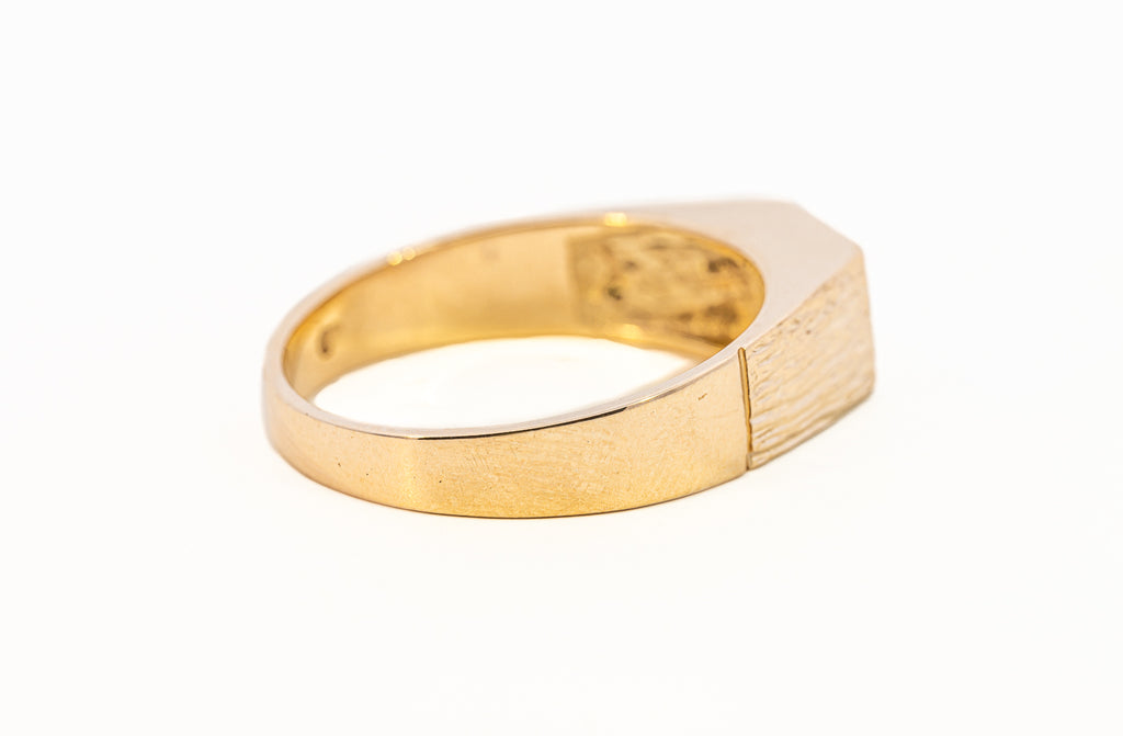 Men's Diamond Set Yellow Gold Signet Ring