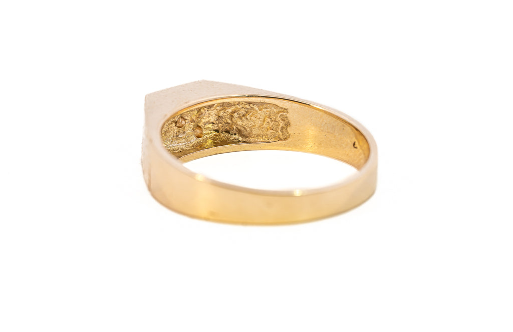 Men's Diamond Set Yellow Gold Signet Ring