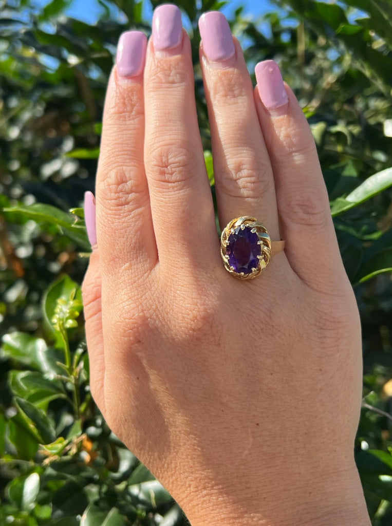 14ct Yellow Gold Amethyst Ring