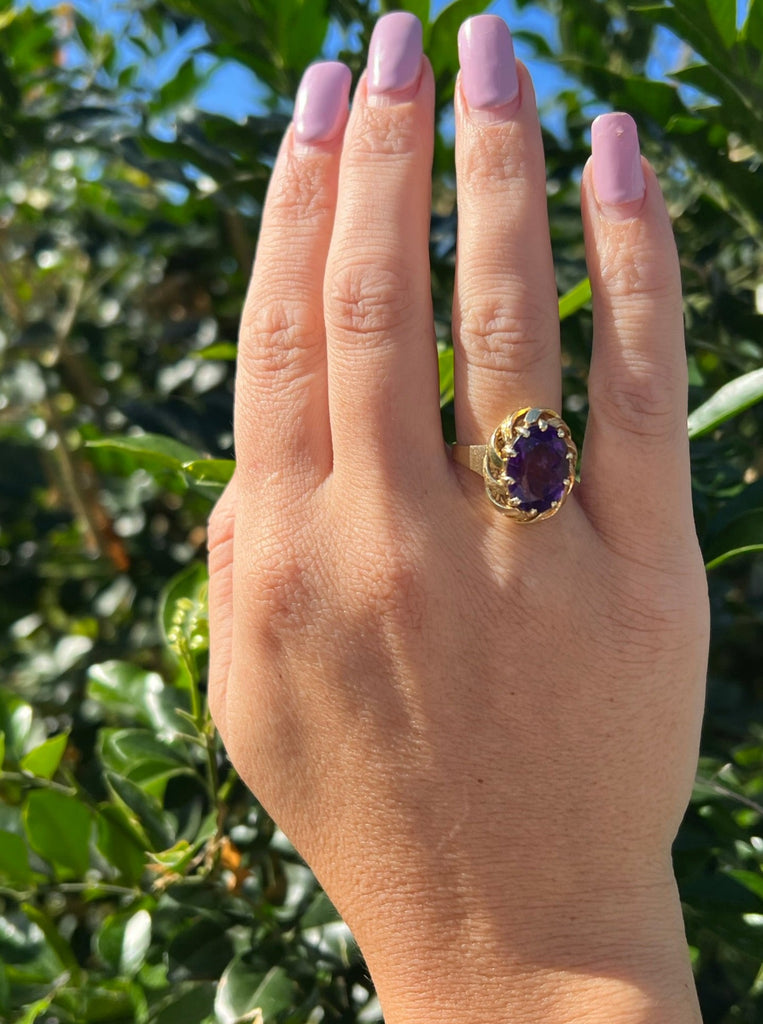 14ct Yellow Gold Amethyst Ring