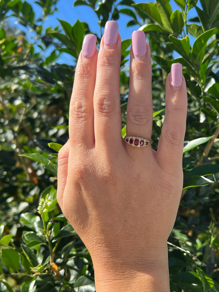 9ct Yellow Gold Ruby & Diamond Ring