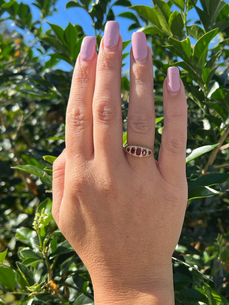 9ct Yellow Gold Ruby & Diamond Ring