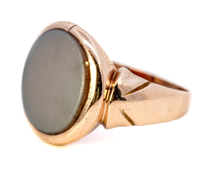 9ct Rose Gold Single Stone Banded Agate Ring