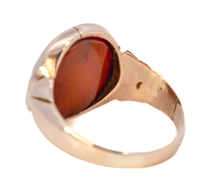 9ct Rose Gold Single Stone Banded Agate Ring