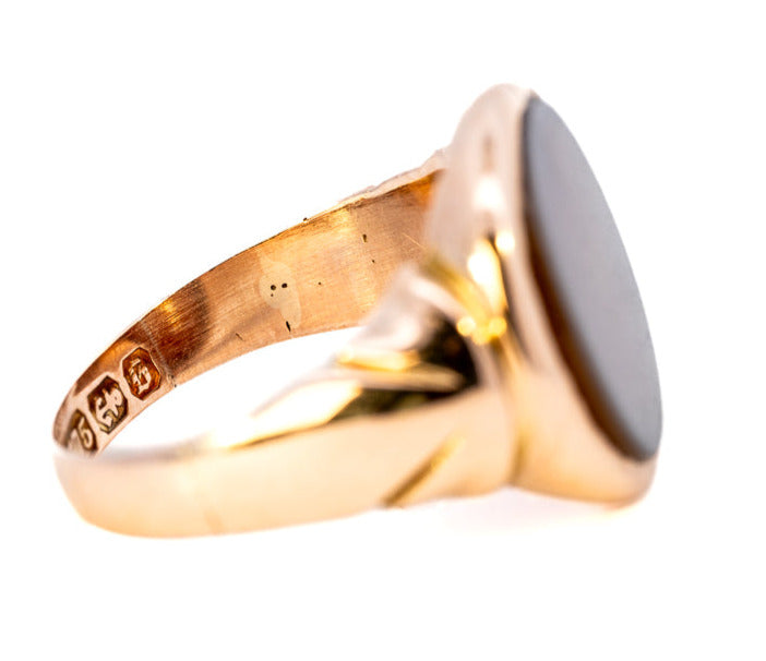 9ct Rose Gold Single Stone Banded Agate Ring