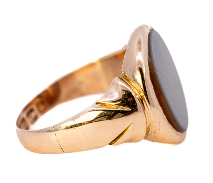 9ct Rose Gold Single Stone Banded Agate Ring
