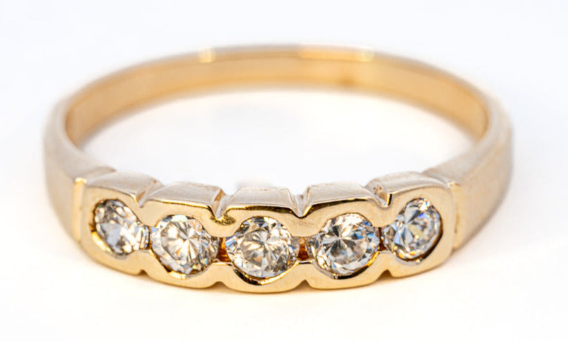 9ct Yellow Gold 5-Stone Cubic Zirconia Ring