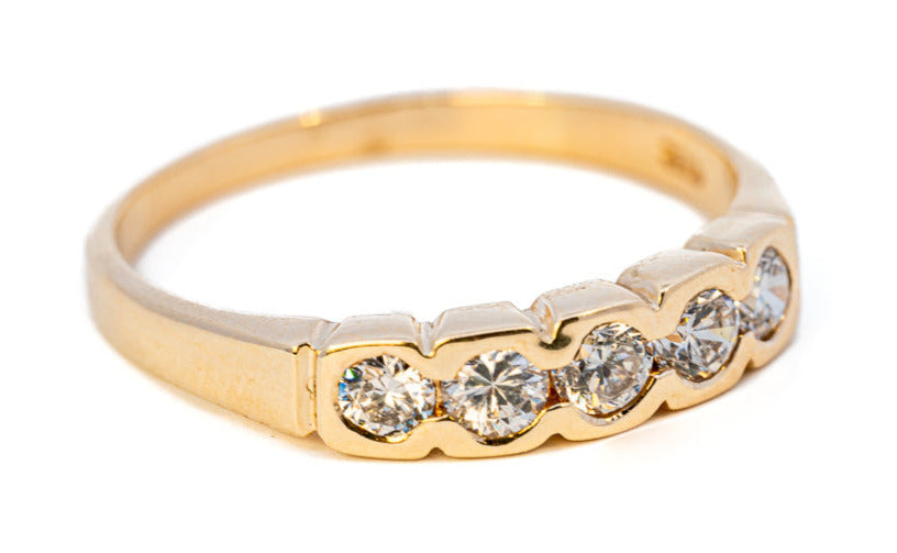 9ct Yellow Gold 5-Stone Cubic Zirconia Ring