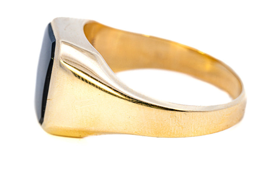 Men's 9ct Yellow Gold Single Stone Onyx Ring