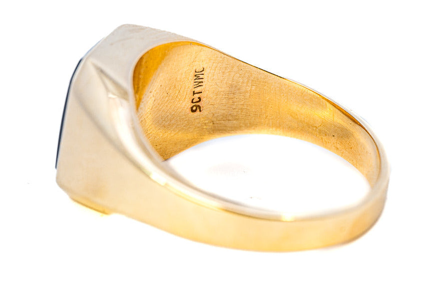 Men's 9ct Yellow Gold Single Stone Onyx Ring