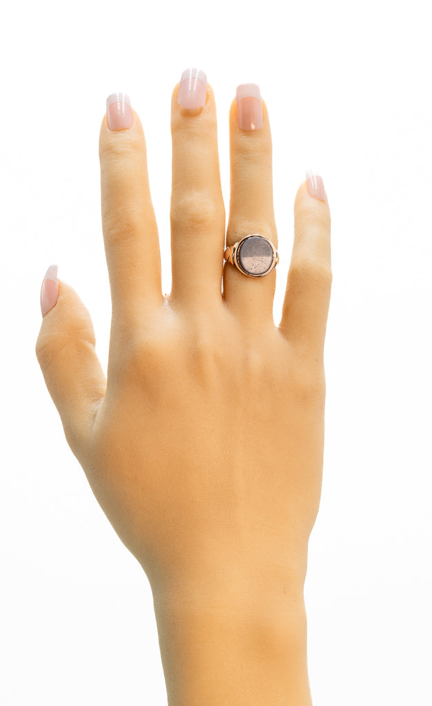 9ct Rose Gold Single Stone Banded Agate Ring