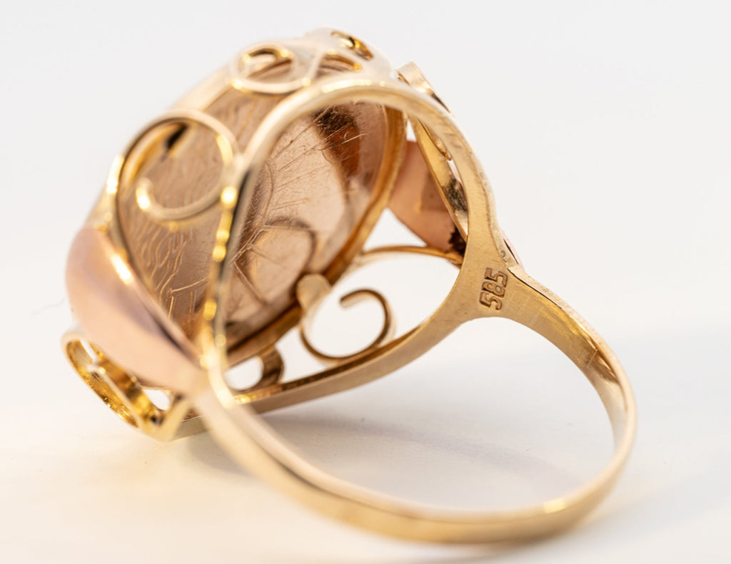 Yellow Gold Ring with Replica Austrian Gold Coin