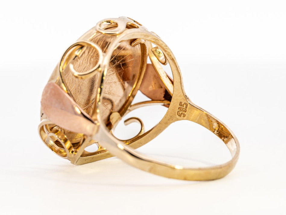 Yellow Gold Ring with Replica Austrian Gold Coin