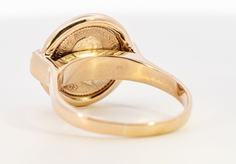 9ct Yellow Gold Sovereign Coin Replica Ring