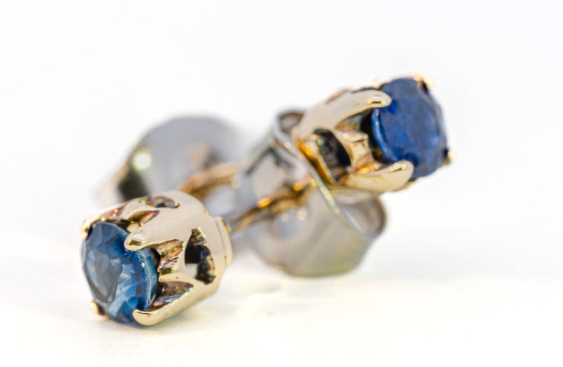 Gold-Plated Sapphire Stud Earrings