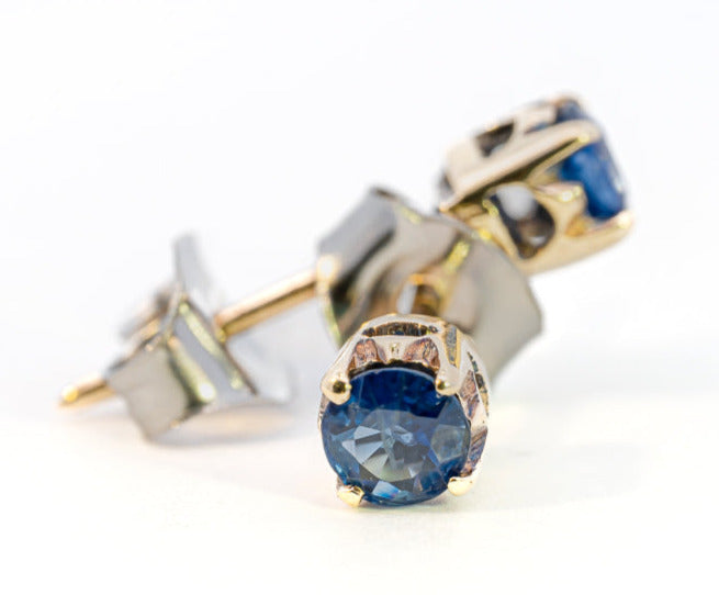 Gold-Plated Sapphire Stud Earrings