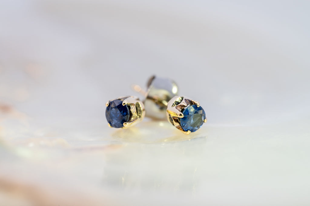 Gold-Plated Sapphire Stud Earrings