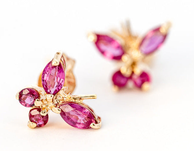 9ct Yellow Gold Ruby Stud Earrings