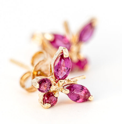 9ct Yellow Gold Ruby Stud Earrings