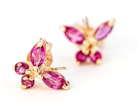 9ct Yellow Gold Ruby Stud Earrings