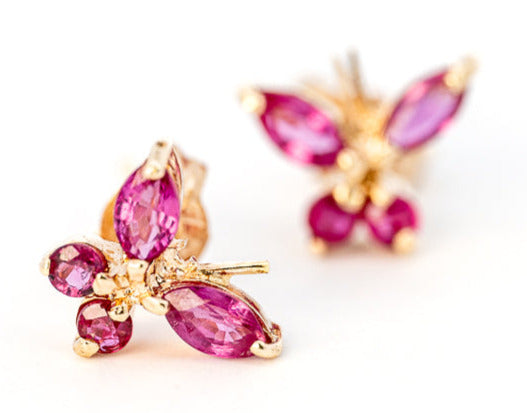 9ct Yellow Gold Ruby Stud Earrings