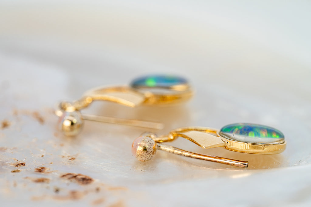 Gold Plated Opal Triplet Earrings 