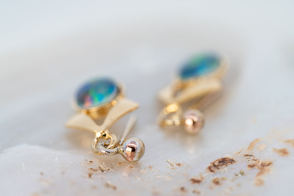 Gold Plated Opal Triplet Earrings 