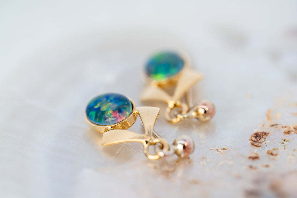 Gold Plated Opal Triplet Earrings 