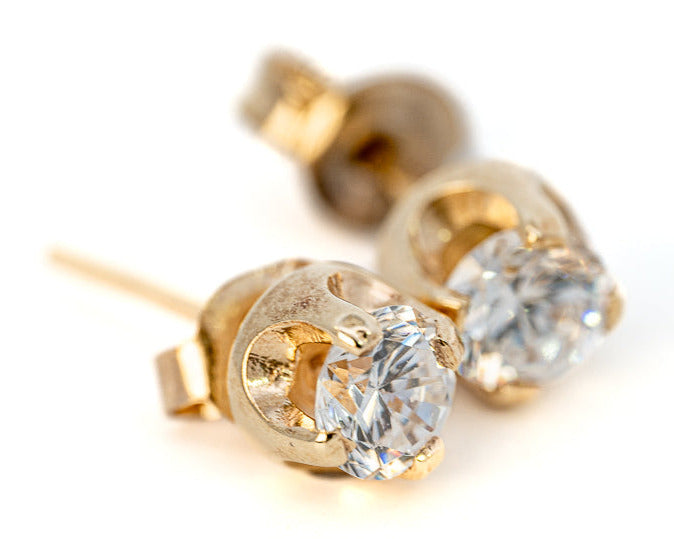  9ct Yellow Gold Cubic Zirconia Stud Earrings