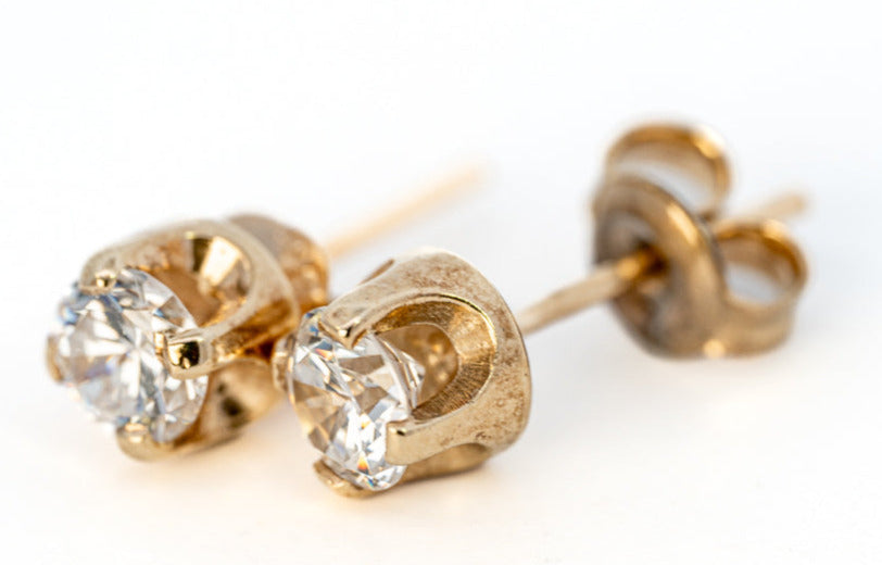  9ct Yellow Gold Cubic Zirconia Stud Earrings