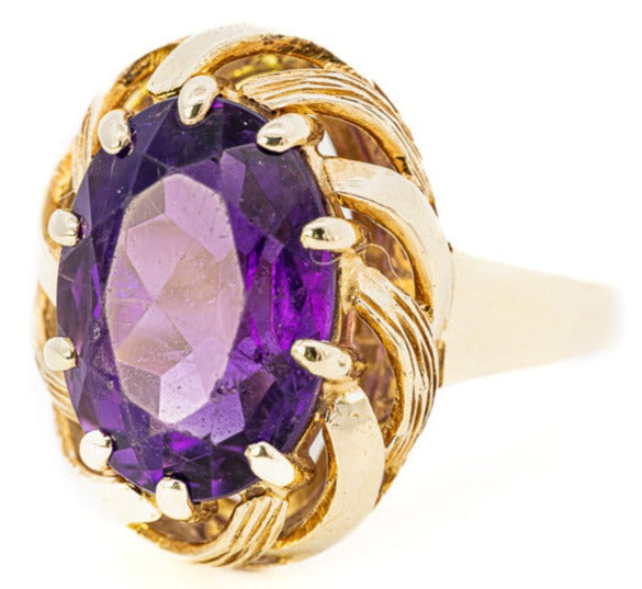 14ct Yellow Gold Amethyst Ring