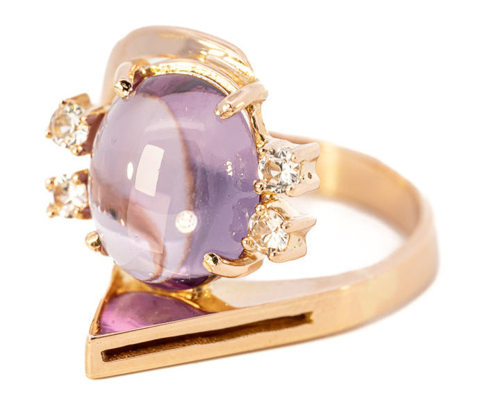 14ct Rose Gold Ring with Synthetic Sapphire & Spinel