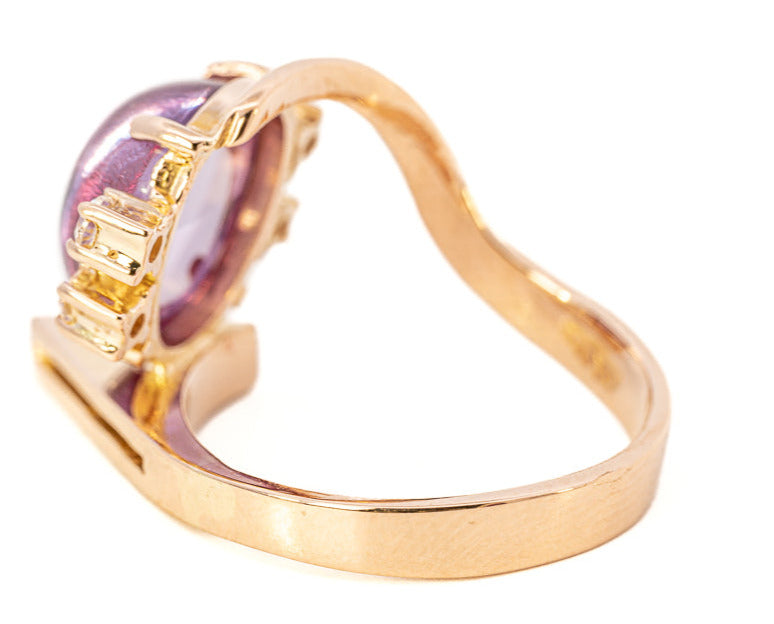 14ct Rose Gold Ring with Synthetic Sapphire & Spinel