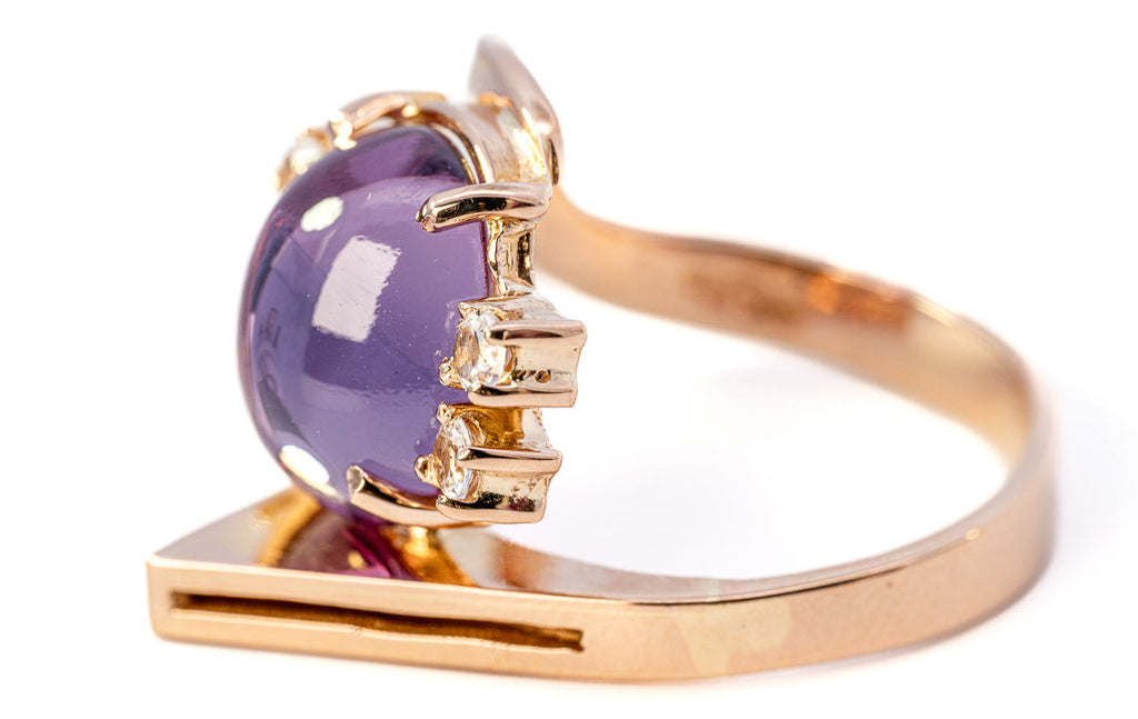 14ct Rose Gold Ring with Synthetic Sapphire & Spinel