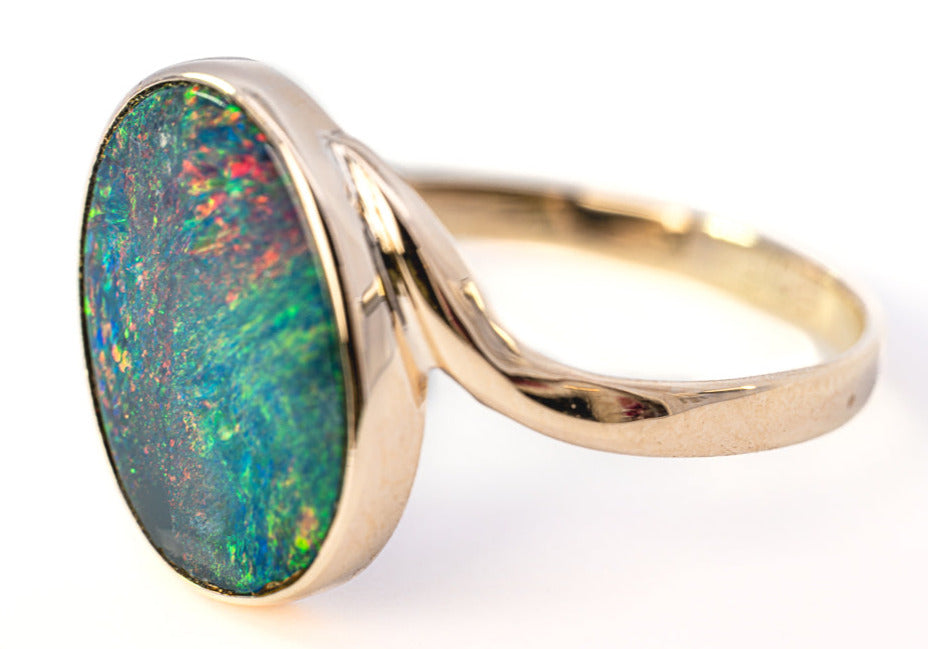 9ct Yellow Gold Opal Doublet Ring