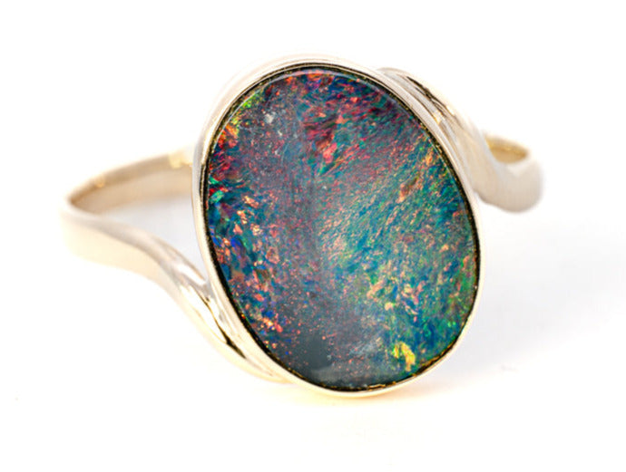 9ct Yellow Gold Opal Doublet Ring